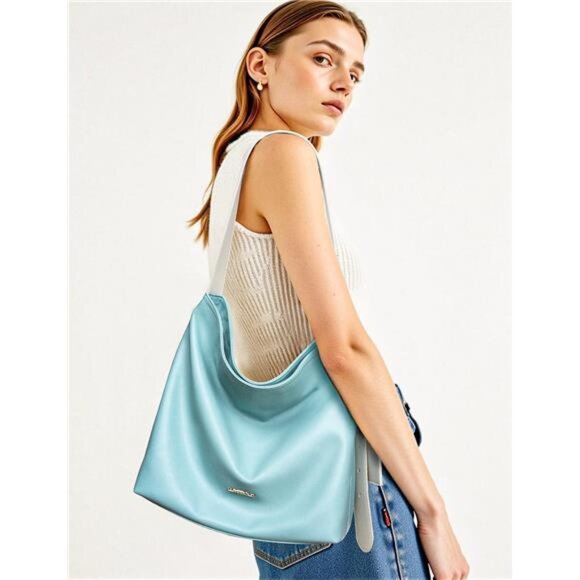 Women Shoulder Handbags with Small Pocket Blue - Picture 2 of 5